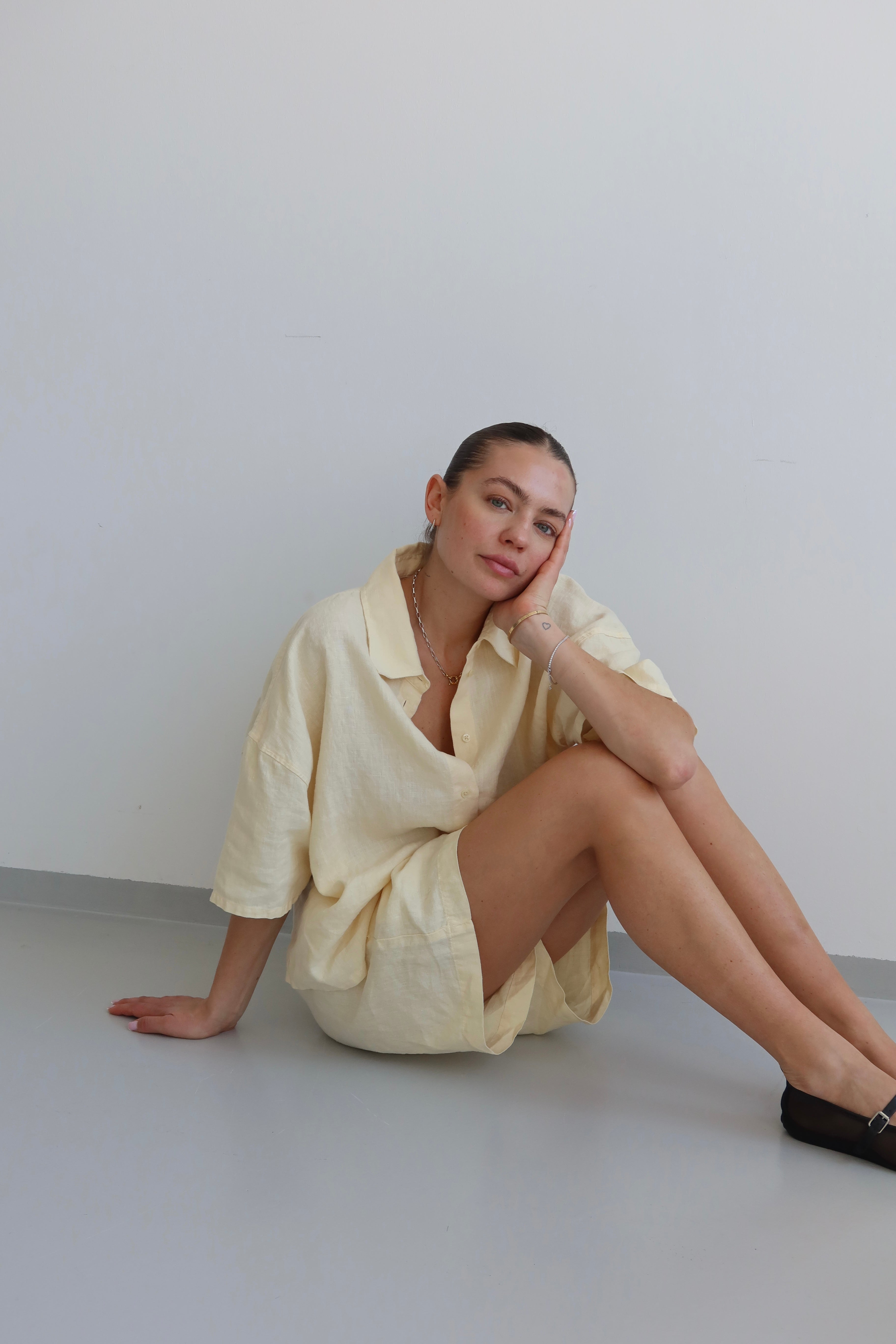 SOHO STUDIOS TONI LINEN BLOUSE butter yellow