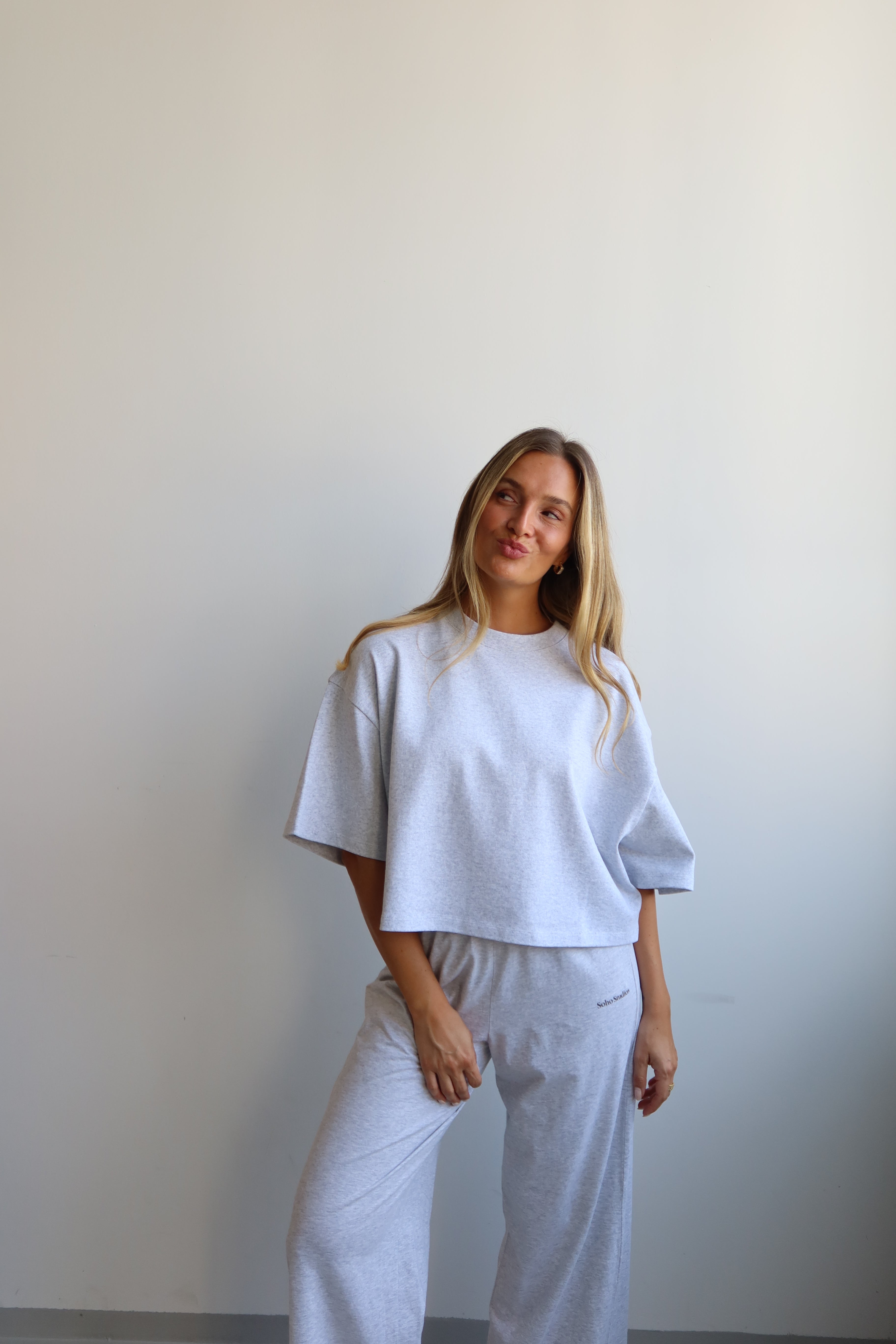 SOHO STUDIOS CROPPED T-SHIRT light grey melange