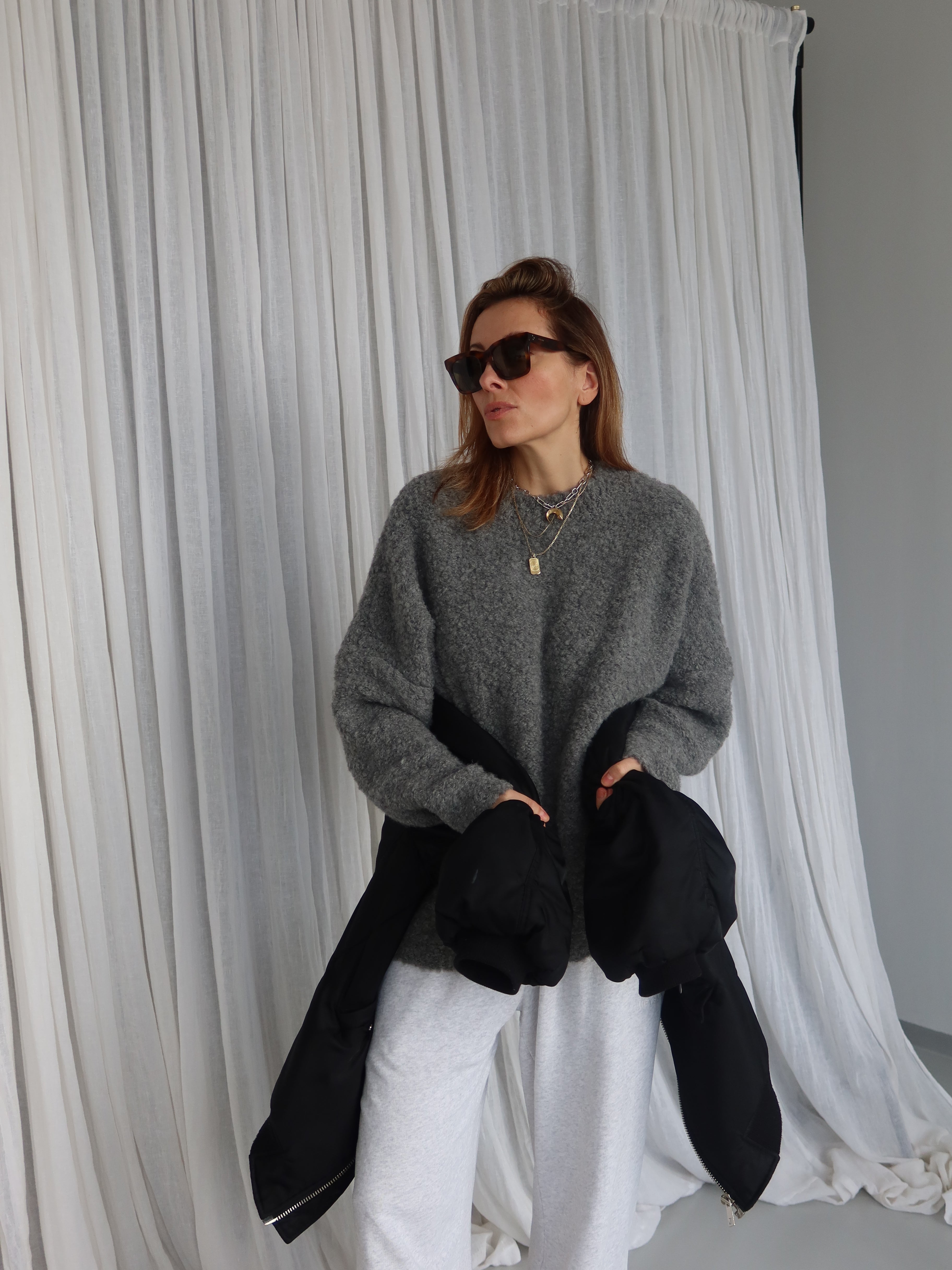 JOYA BOUCLÉ PULLOVER grey melange