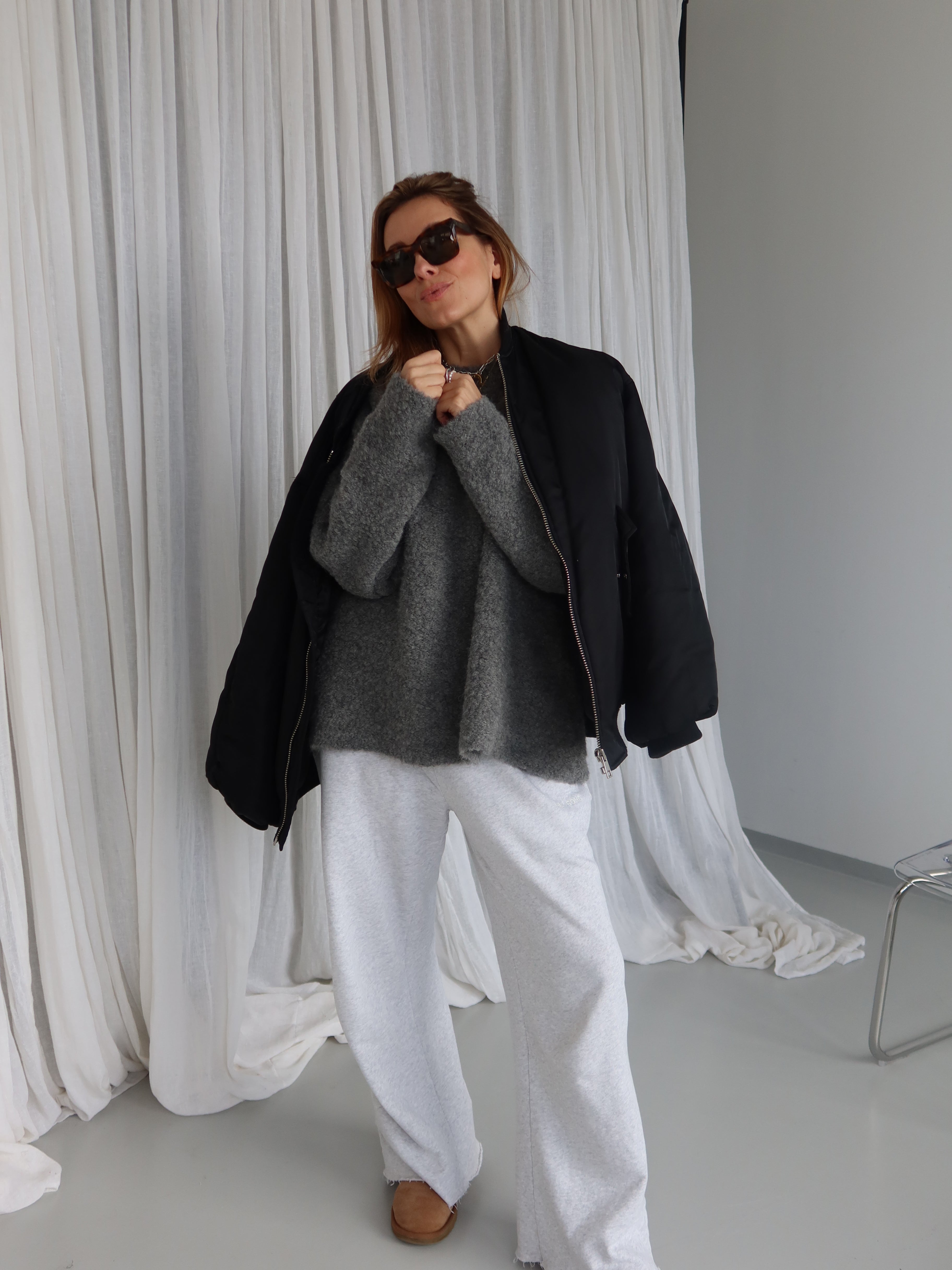 JOYA BOUCLÉ PULLOVER grey melange