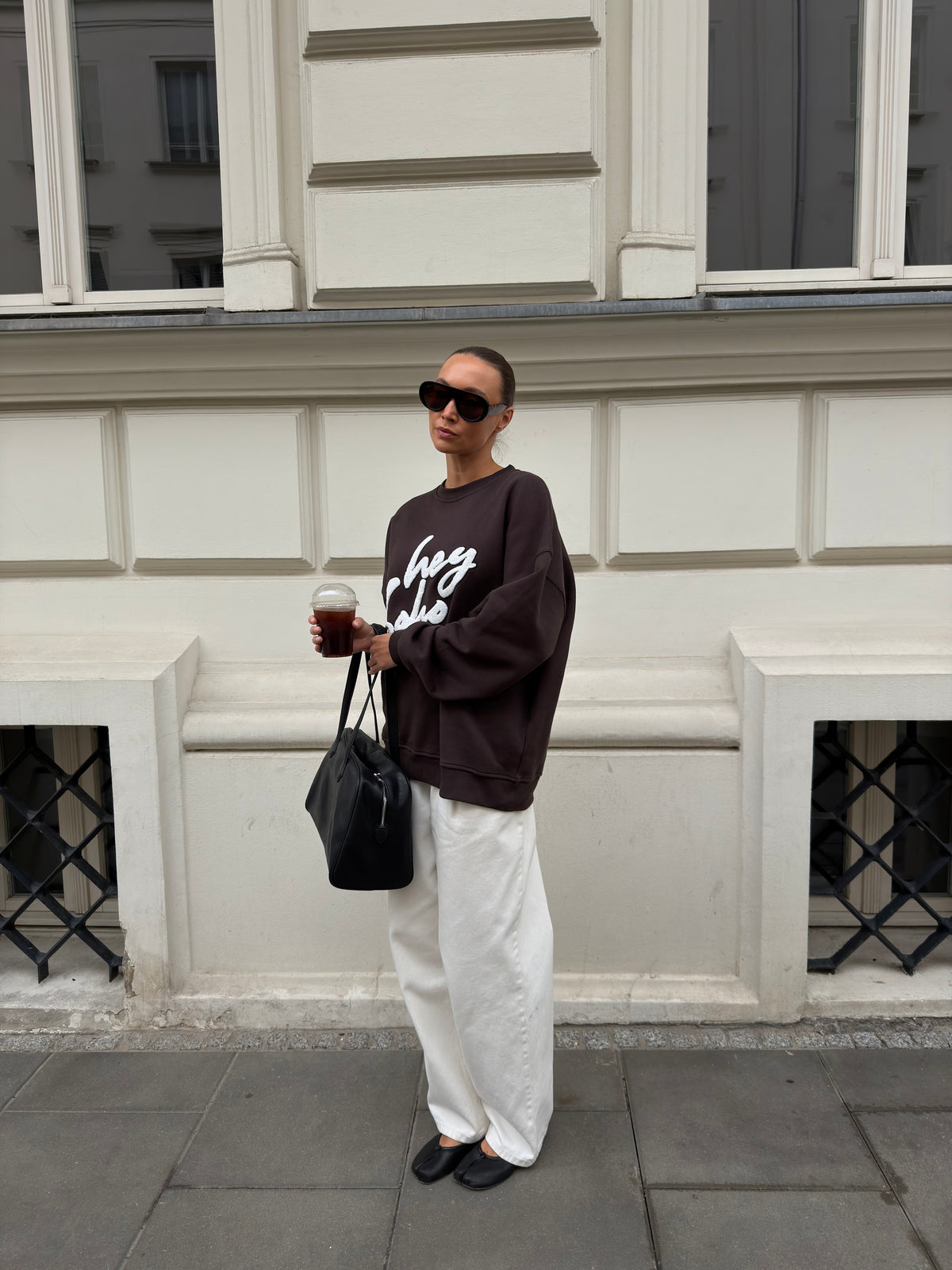 HEY SOHO APPLIKATION SWEATSHIRT COFFEE BEAN