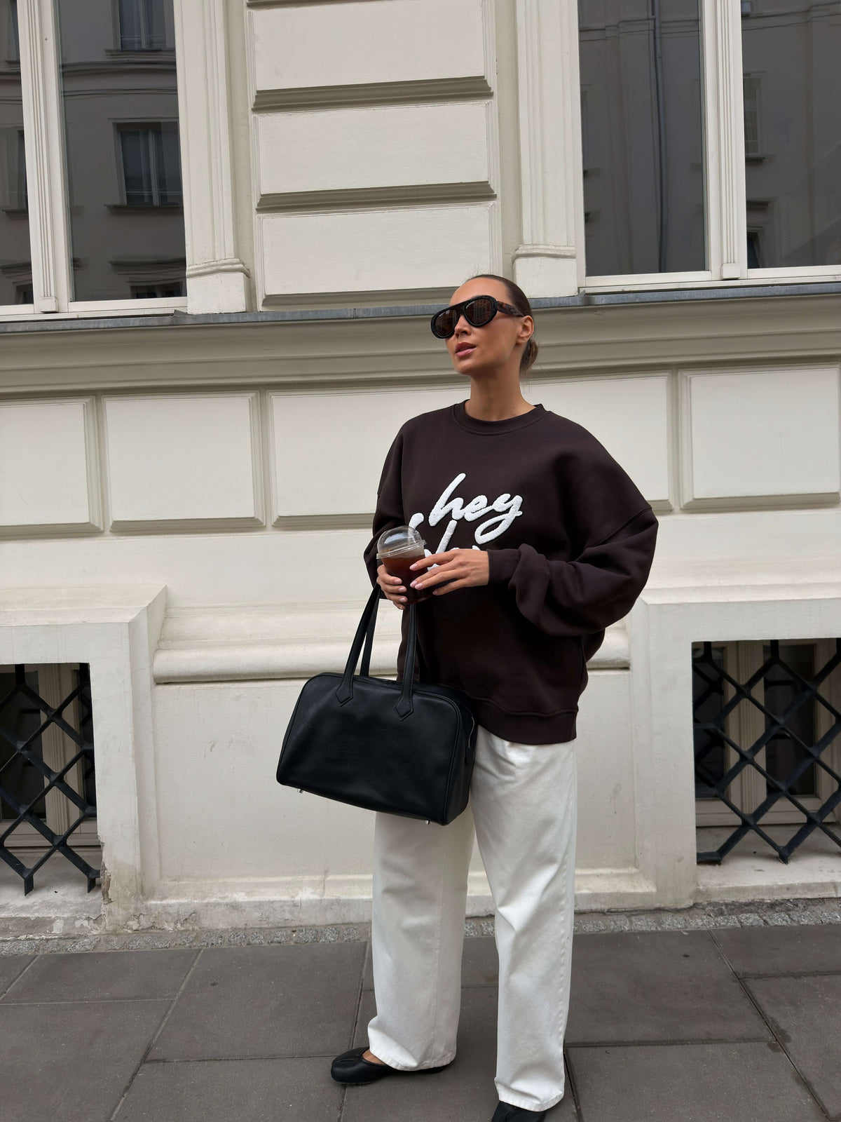 HEY SOHO APPLIKATION SWEATSHIRT COFFEE BEAN