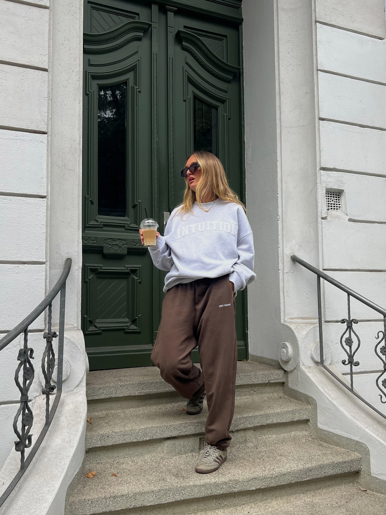 HEY SOHO BASIC SWEATPANTS chocolate | white