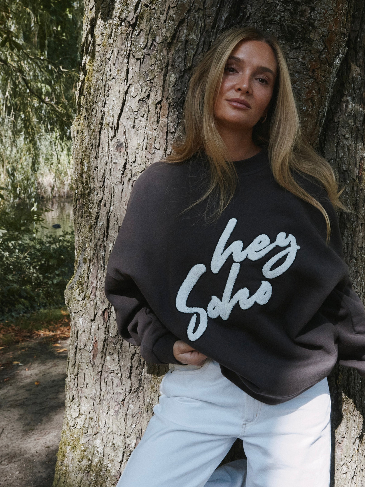 HEY SOHO APPLIKATION SWEATSHIRT COFFEE BEAN