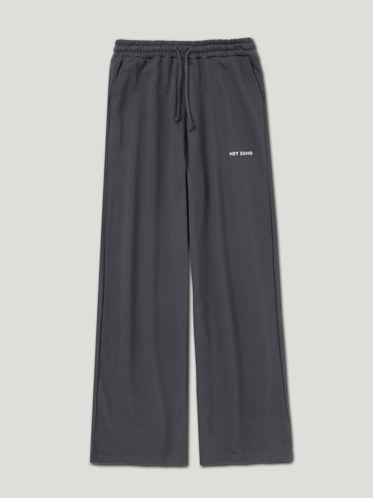 WIDE LEG Sweatpants washed black I offwhite