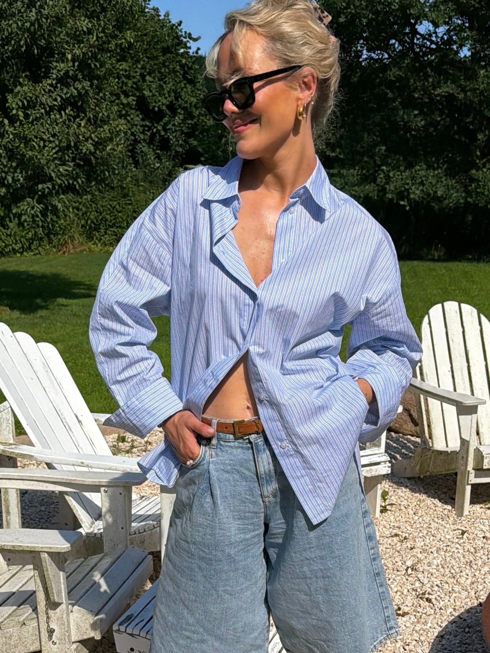 ELISA BLUE STRIPE BLOUSE