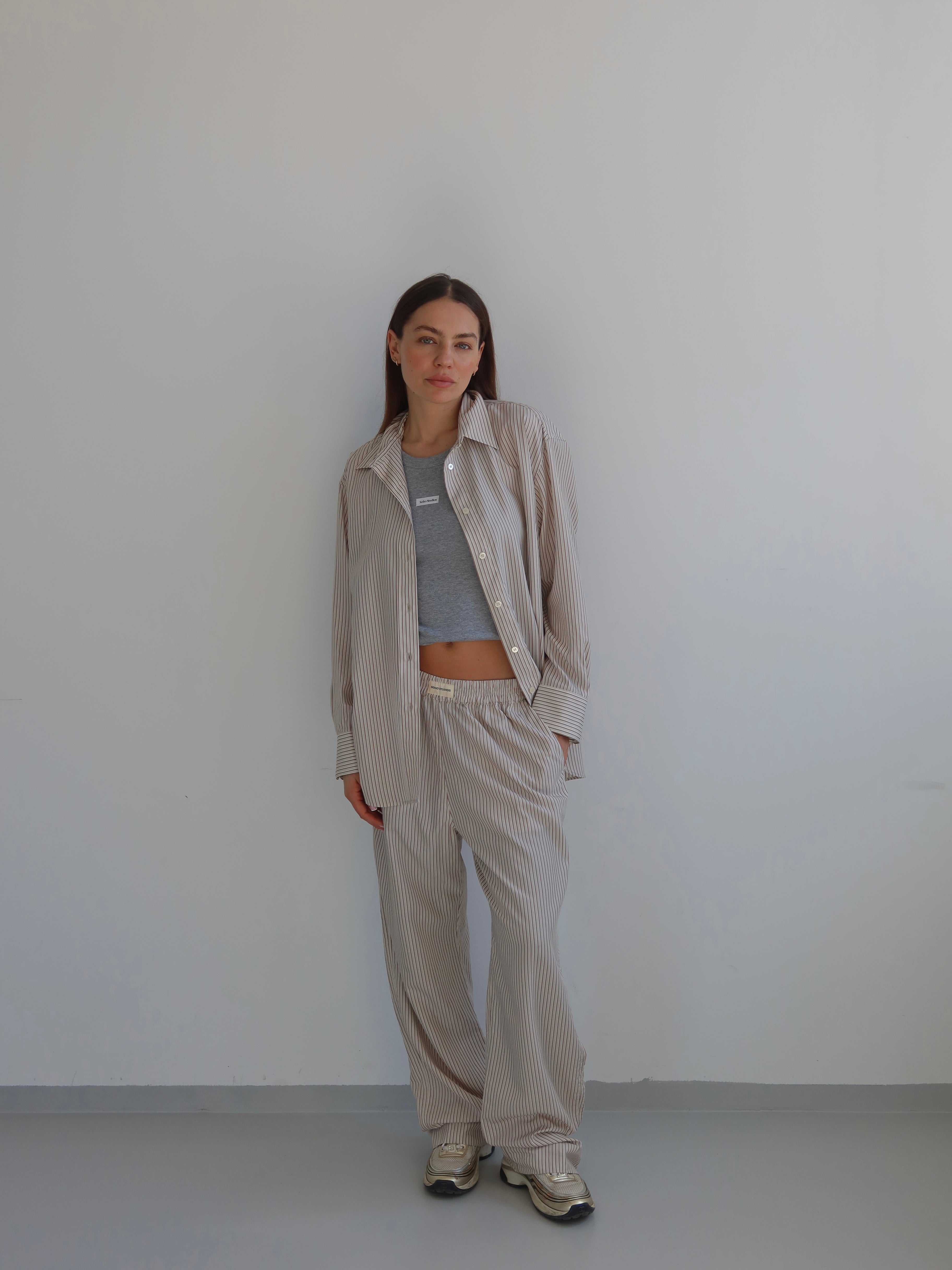 SOHO STUDIOS ELENA BLOUSE BEIGE STRIPE