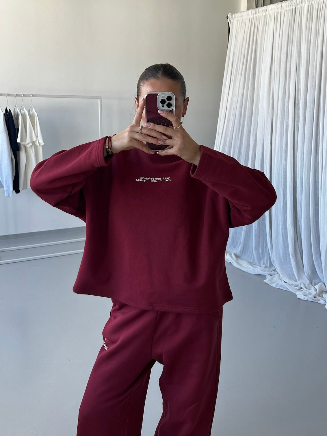 TELL YOUR FRIENDS Sweatshirt red wine I offwhite