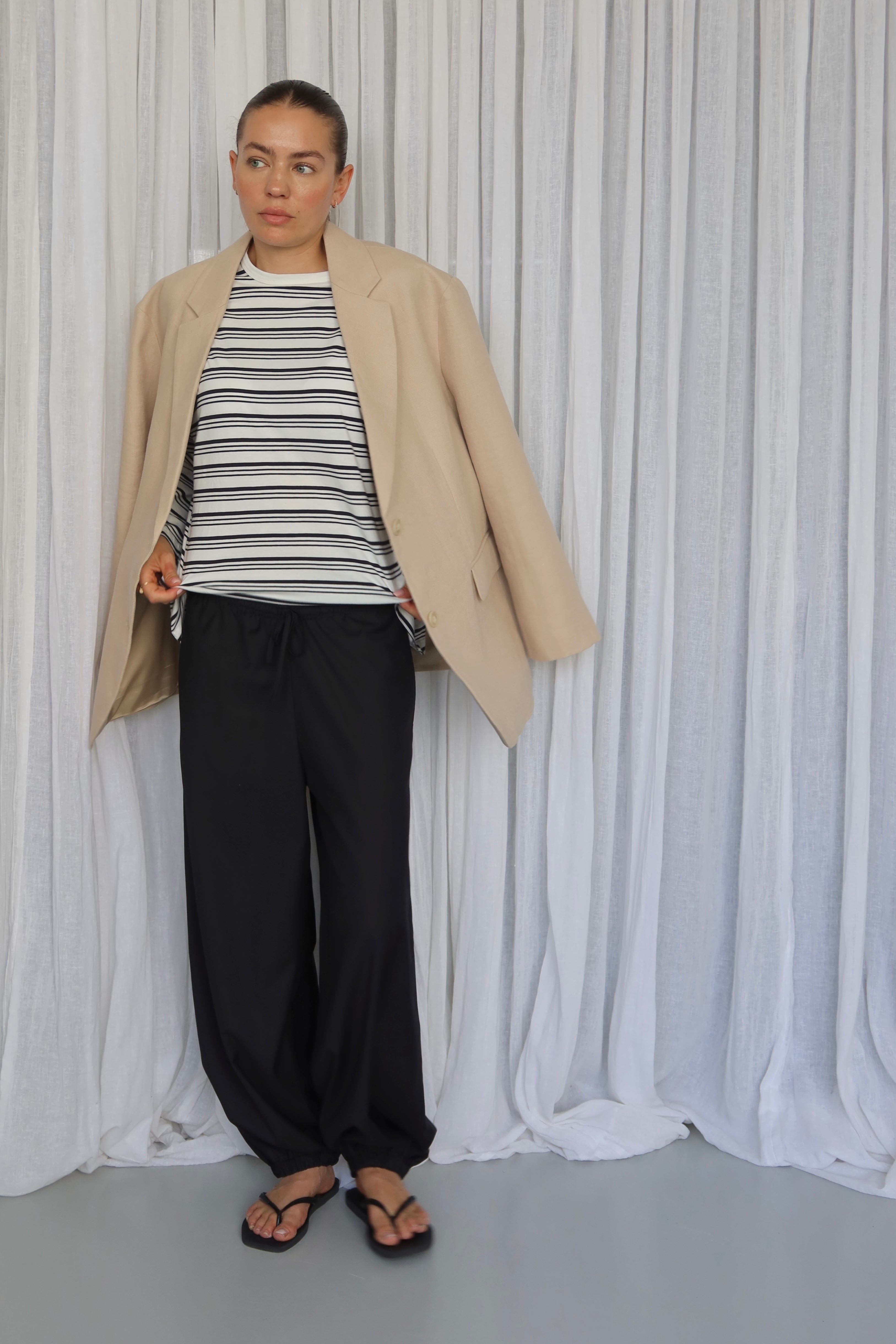 SOHO STUDIOS LIGHT JERSEY STRIPE LONGSLEEVE offwhite/ washed black stripe