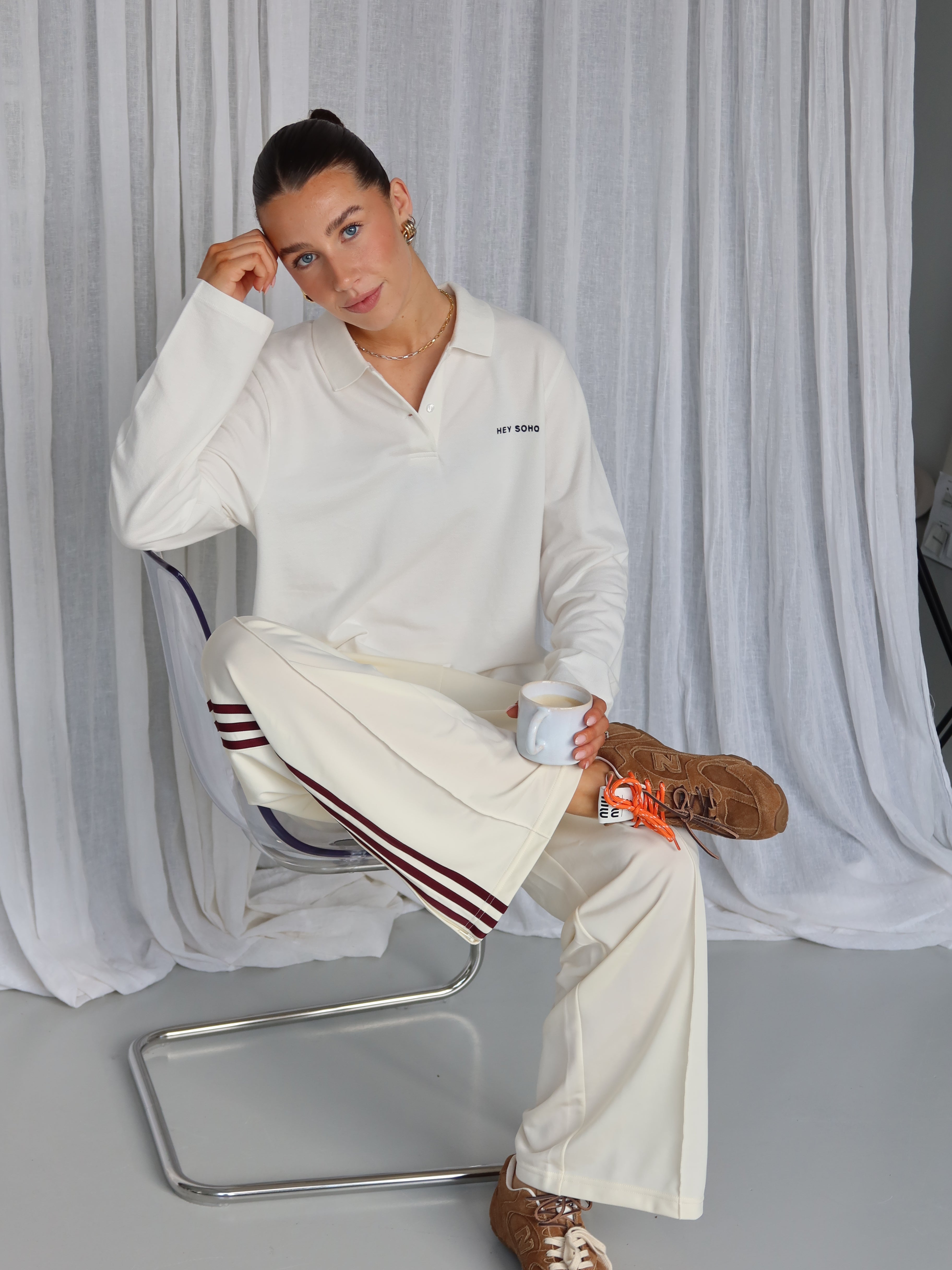 HEY SOHO LONGSLEEVE POLO offwhite