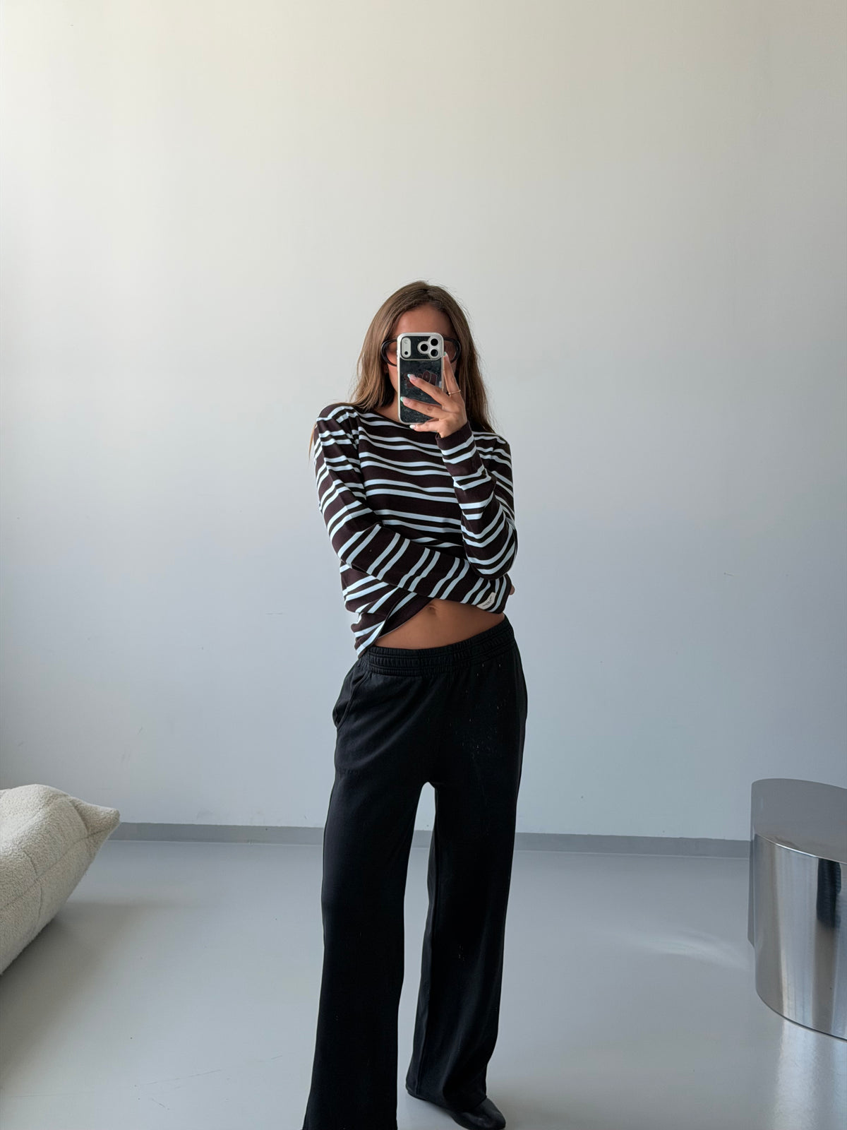 STRIPED HEY SOHO RIB LONGSLEEVE COFFEE BEAN I AURA BLUE STRIPES
