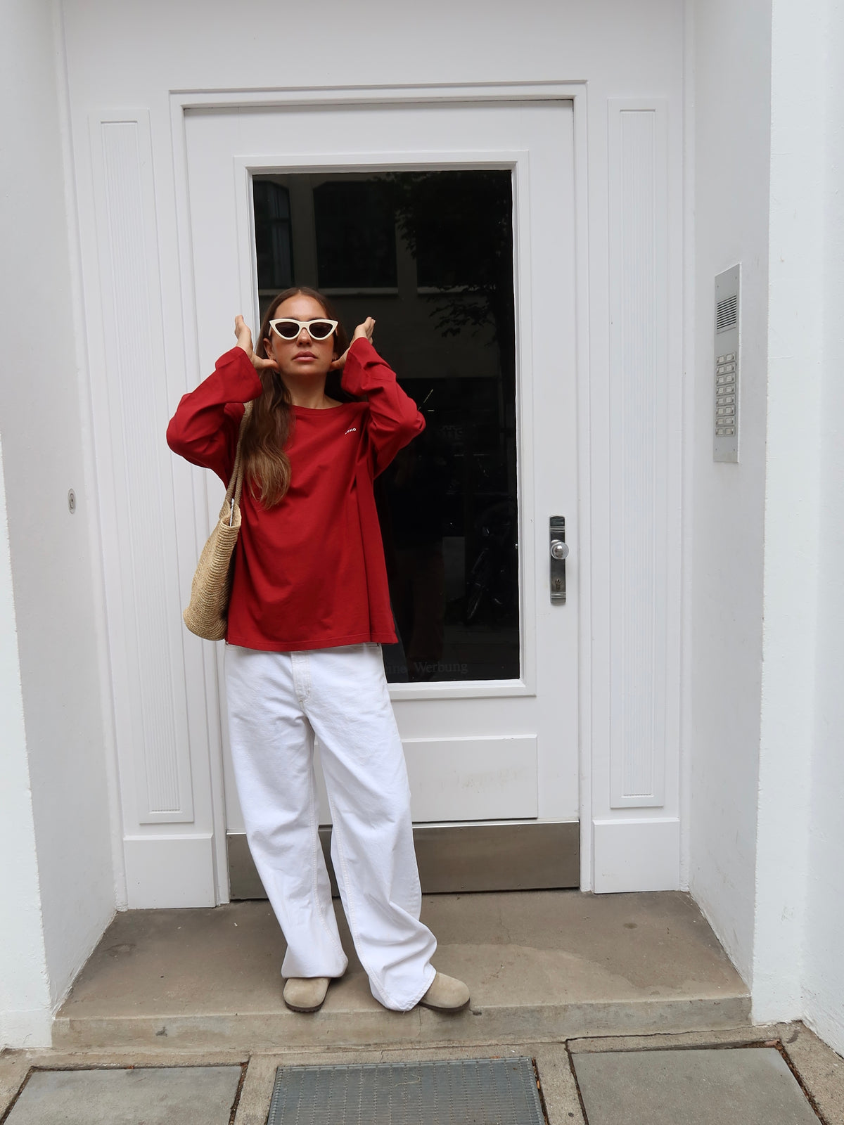 SMILEY LONGSLEEVE BURGUNDY I OFFWHITE