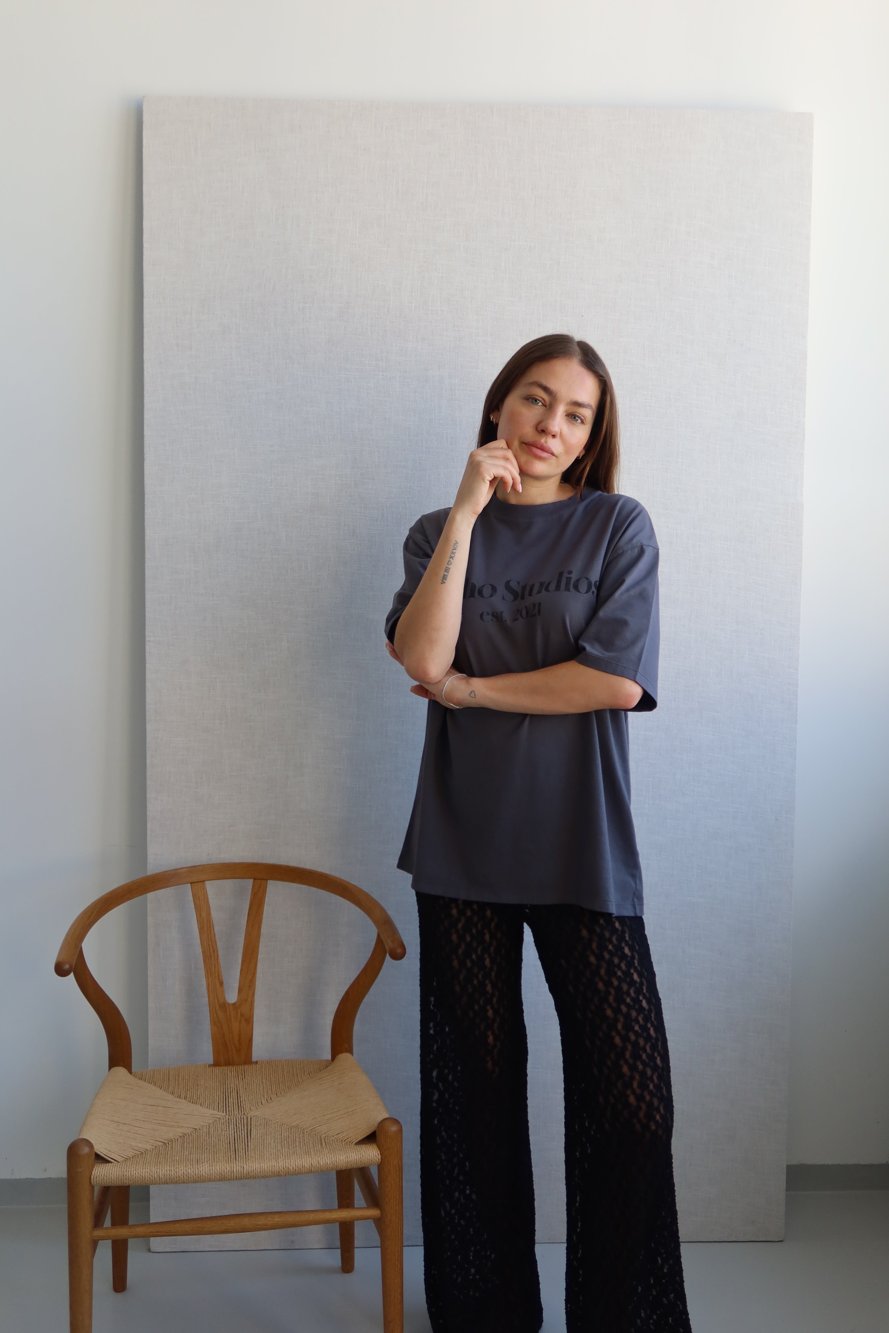 SOHO STUDIOS LIGHT JERSEY T-SHIRT washed black
