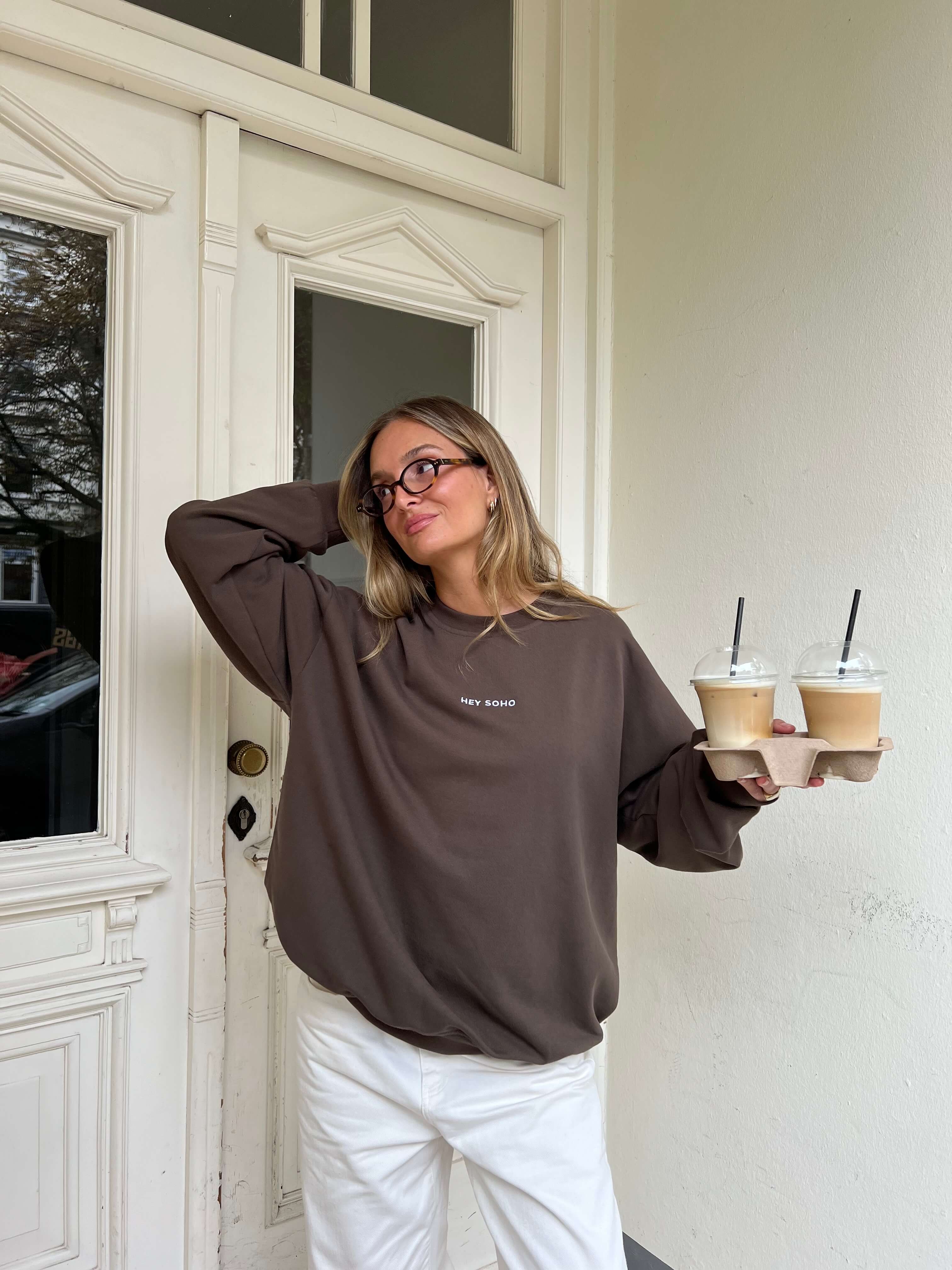 HEY SOHO Sweater chocolate | white