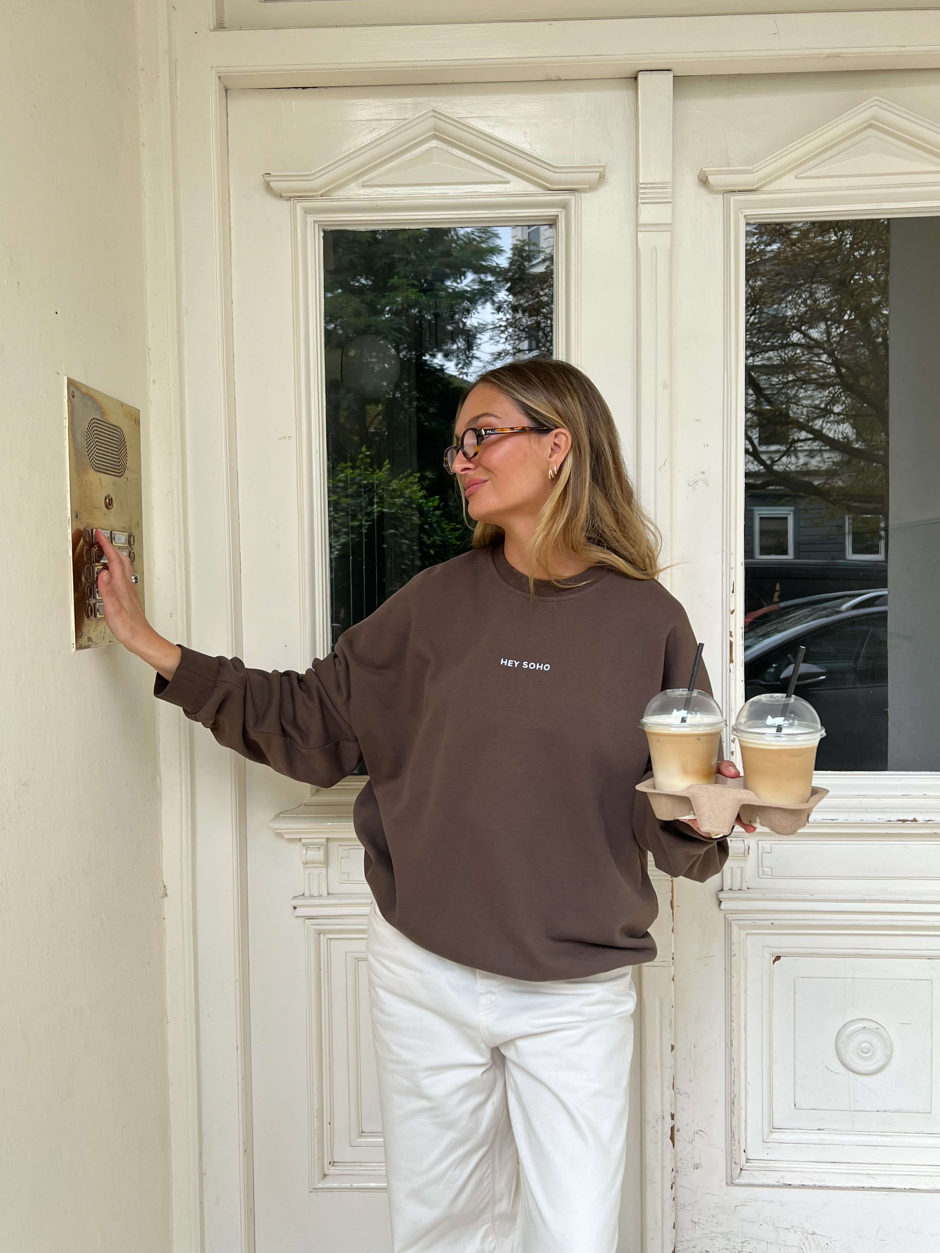 HEY SOHO Sweater chocolate | white