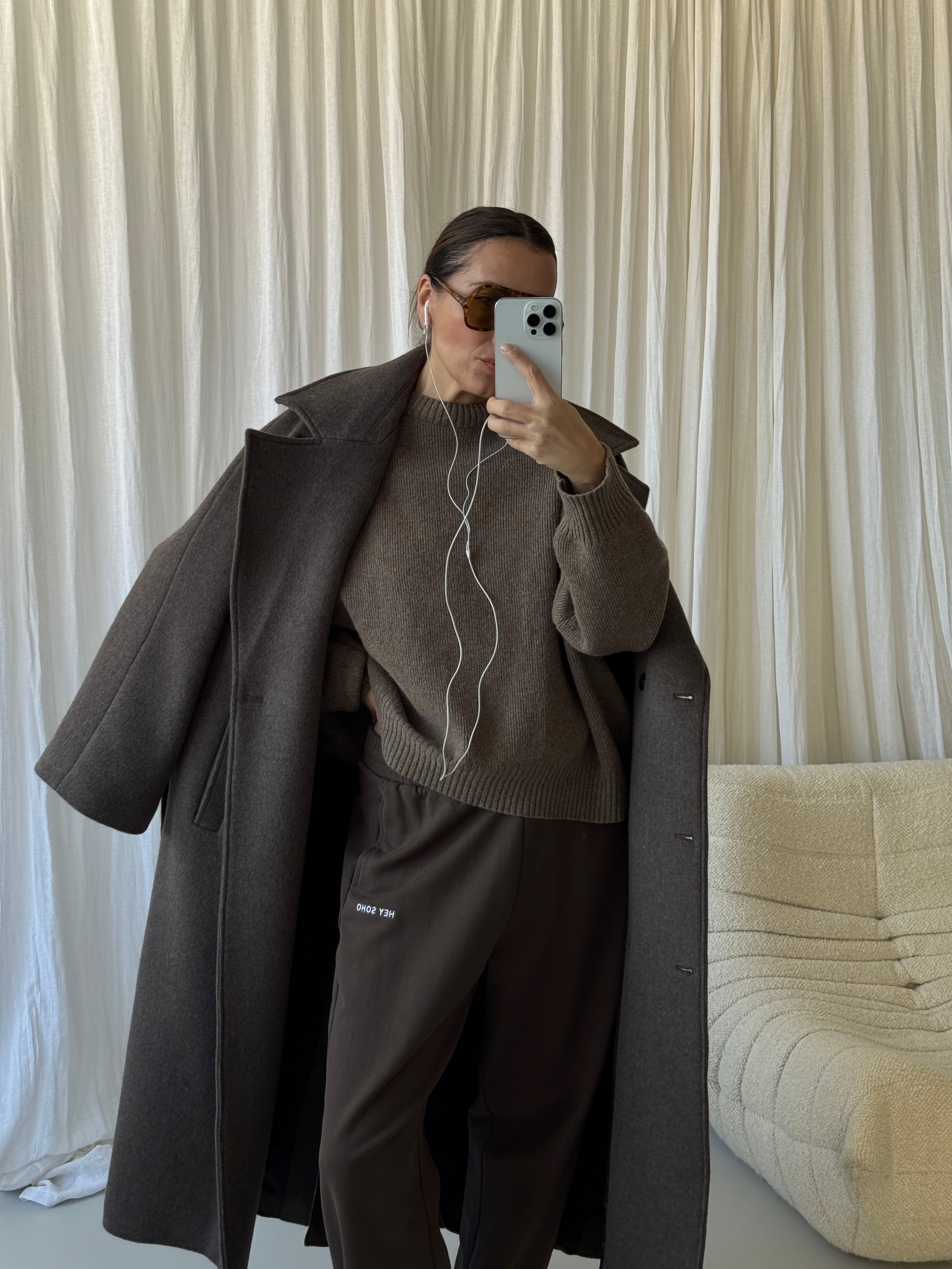 HEY SOHO BASIC SWEATPANTS chocolate | white