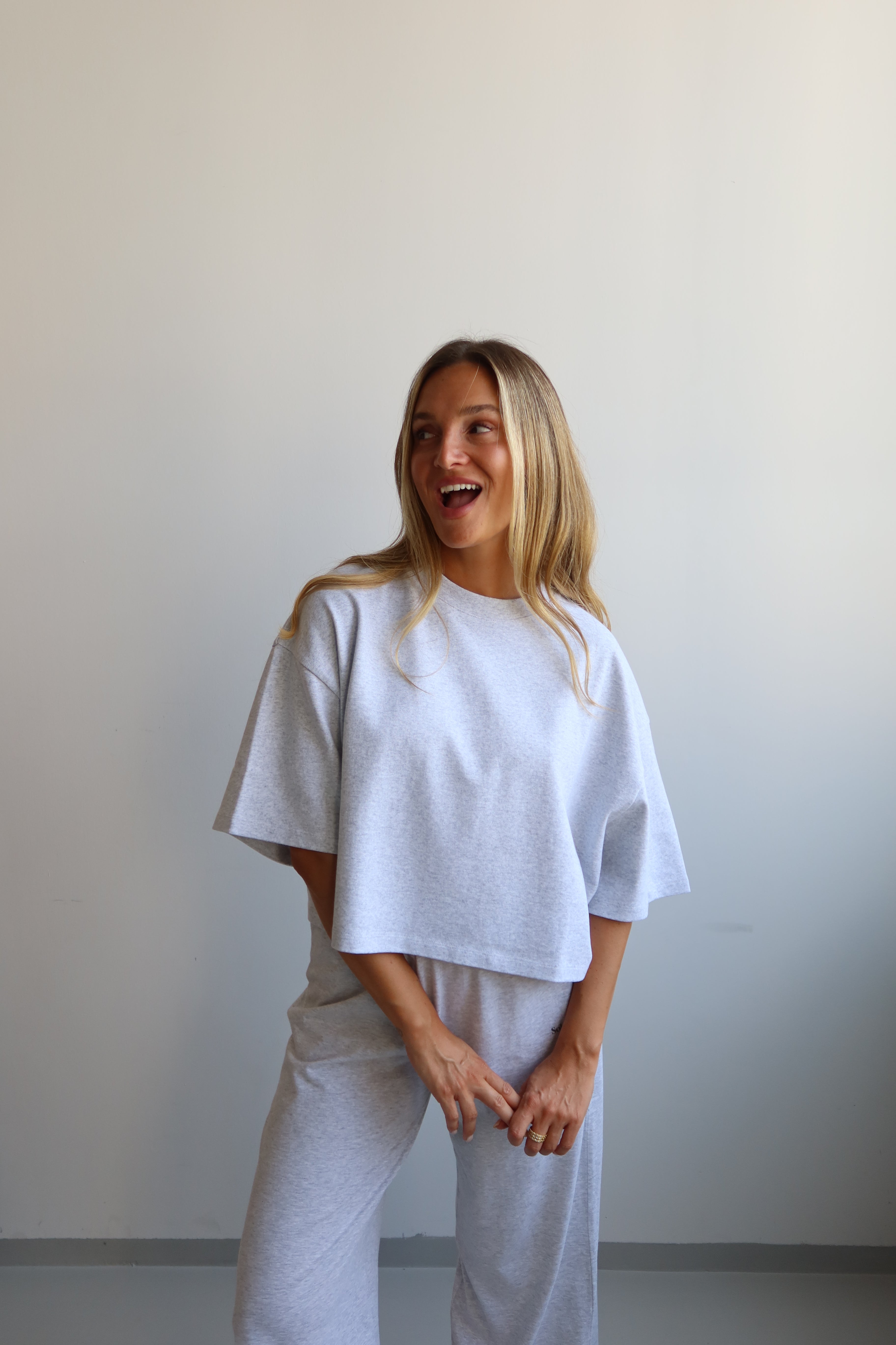 SOHO STUDIOS CROPPED T-SHIRT light grey melange