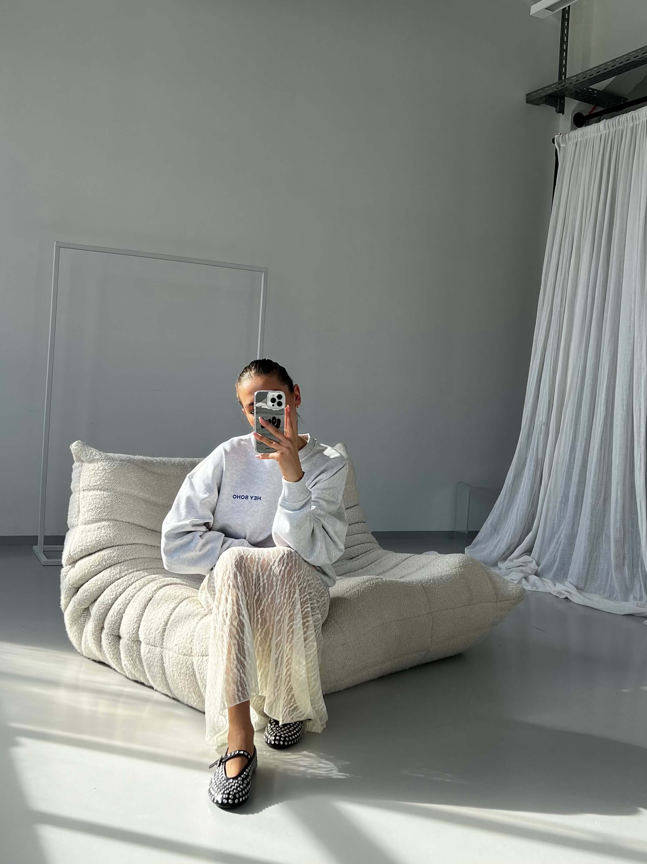 ENERGY SWEATER grey melange I blue