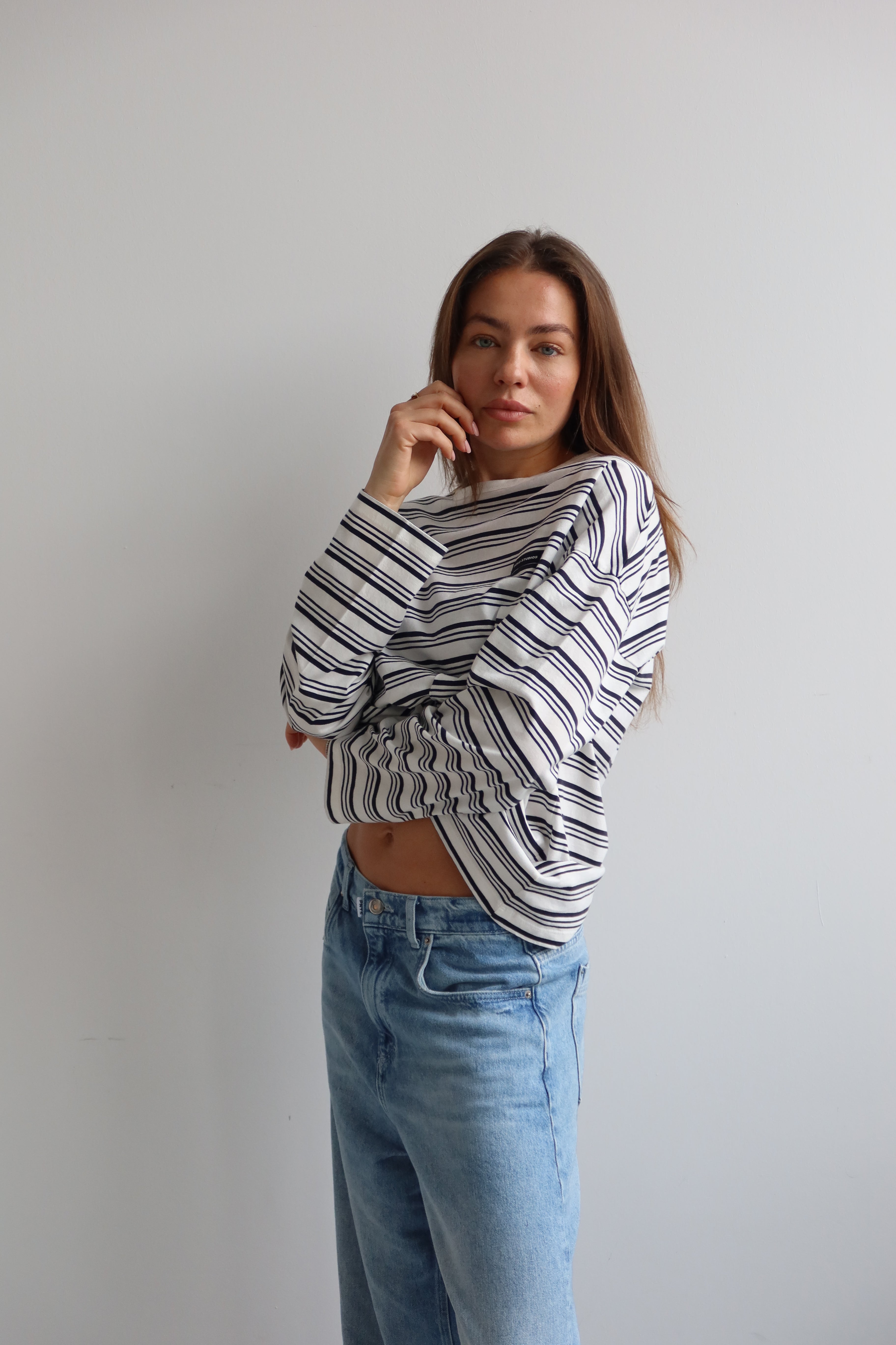 SOHO STUDIOS LIGHT JERSEY STRIPE LONGSLEEVE offwhite/ washed black stripe