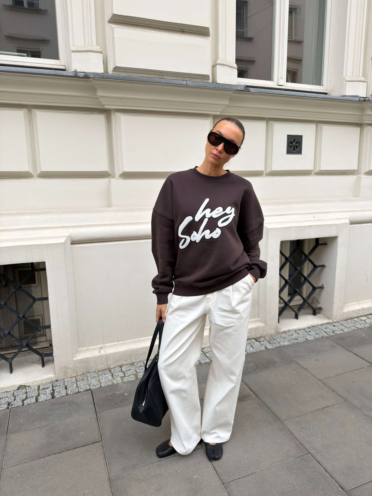 HEY SOHO APPLIKATION SWEATSHIRT COFFEE BEAN