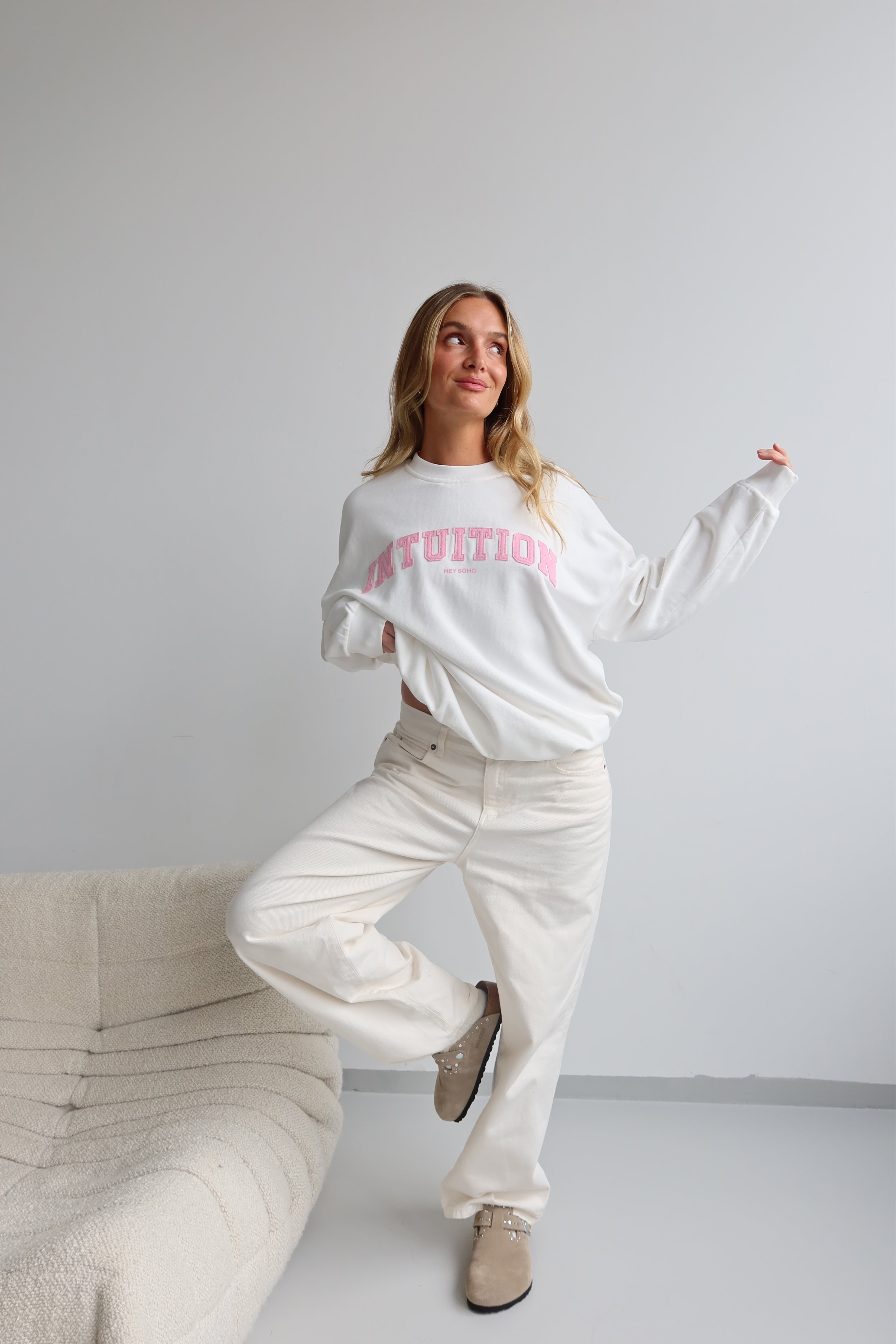 INTUITION Sweater offwhite | vintage pink