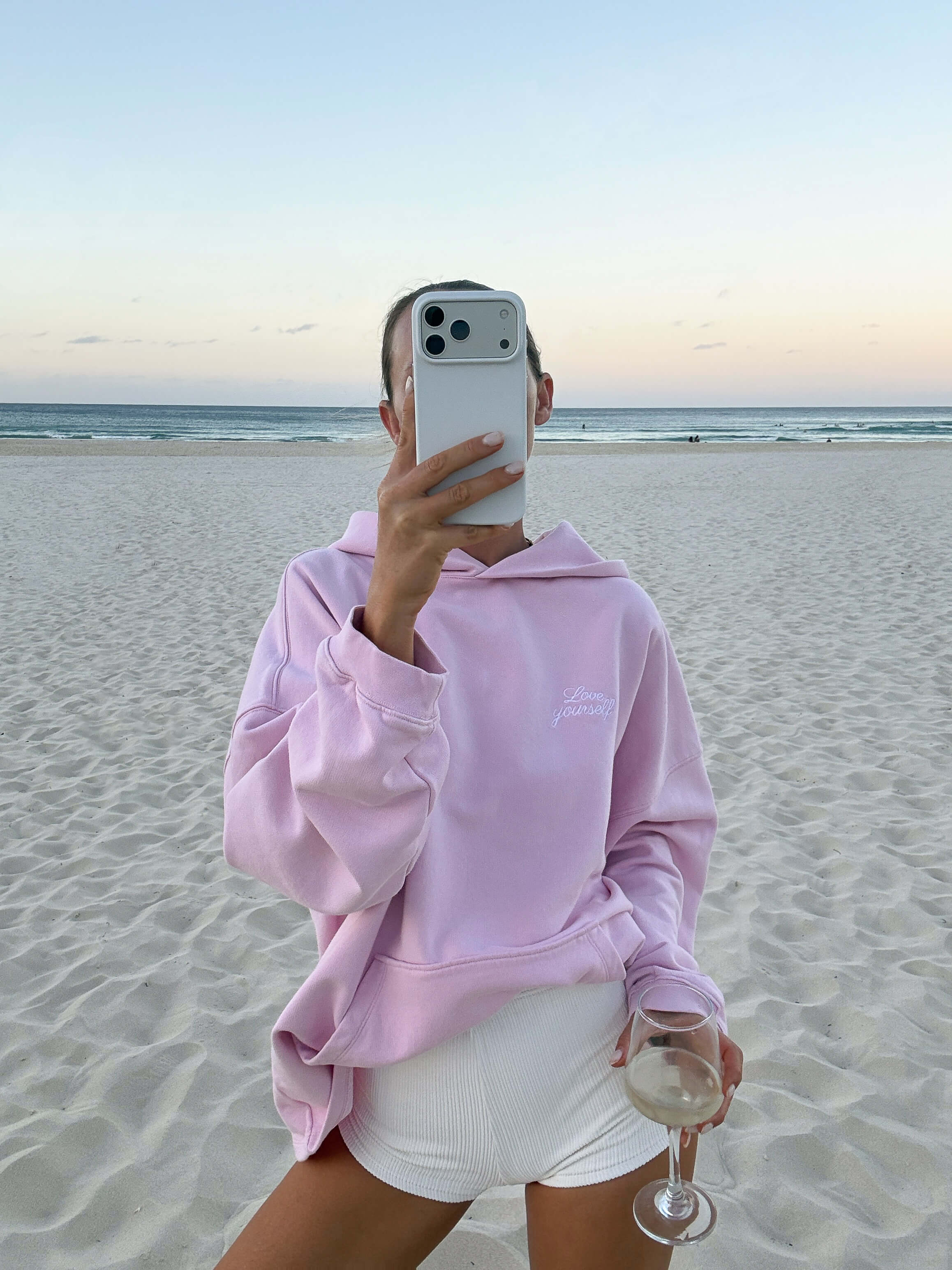 LOVE YOURSELF HOODIE blush