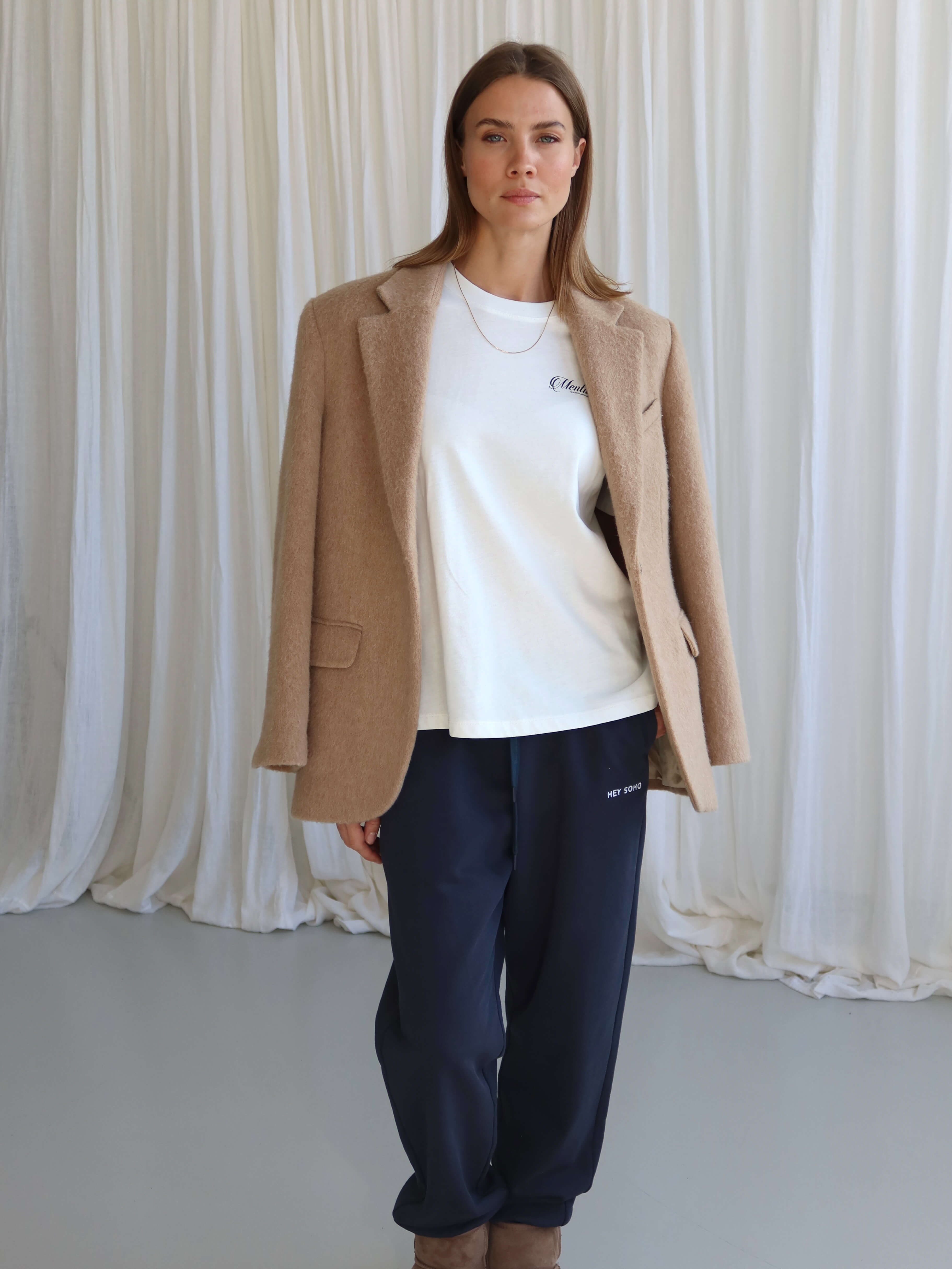 HEY SOHO BASIC SWEATPANTS midnight | white