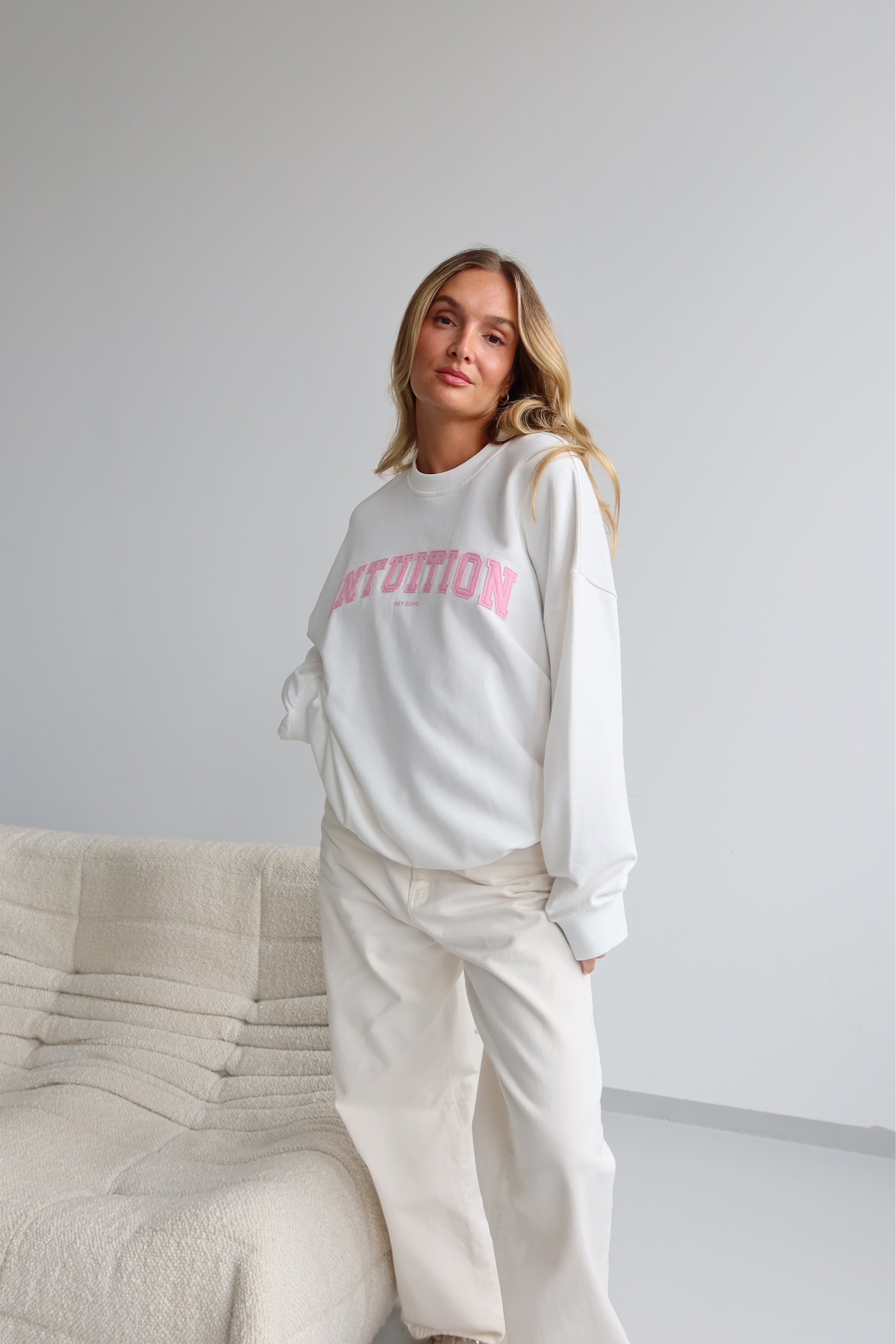 INTUITION Sweater offwhite | vintage pink