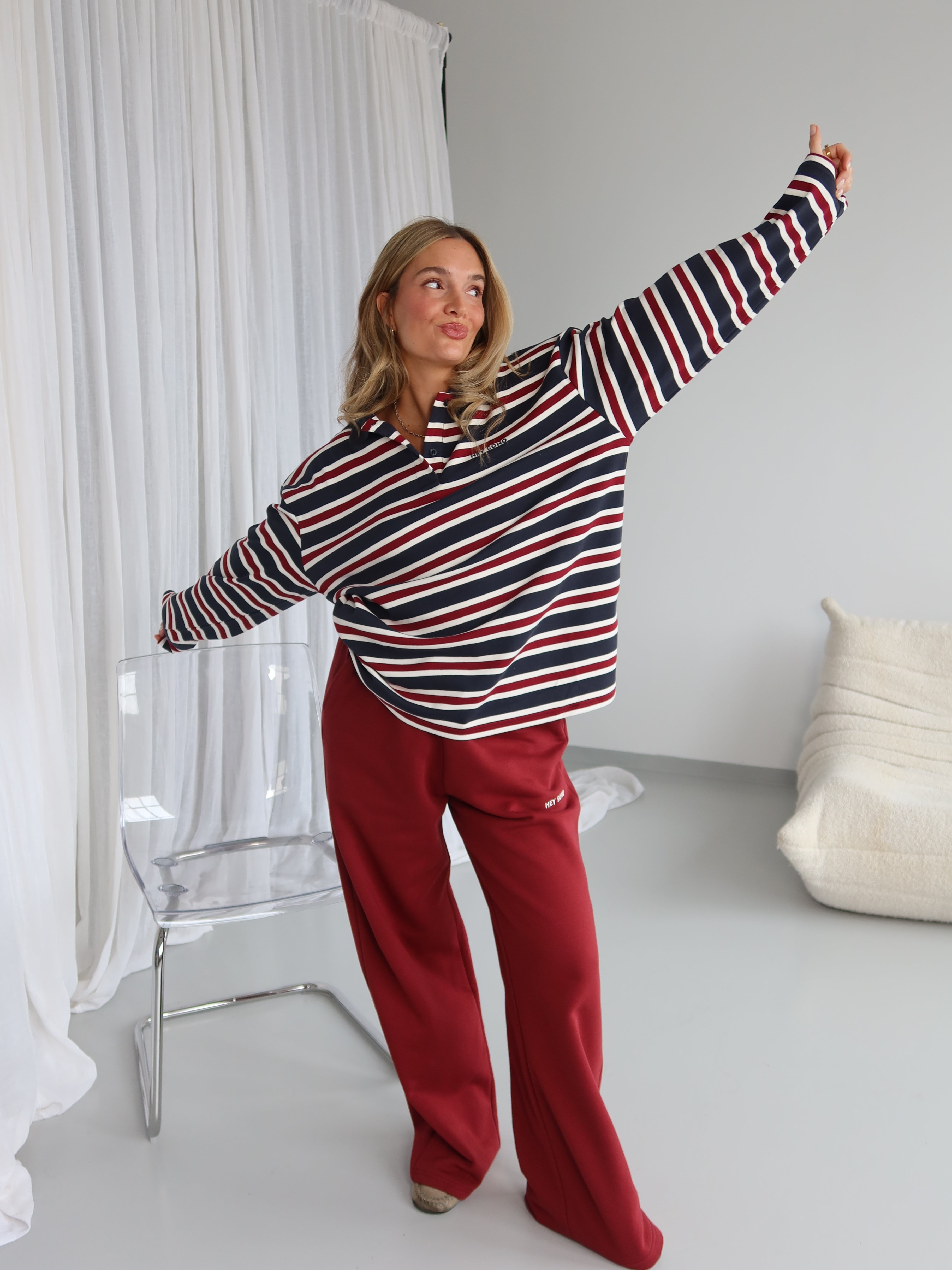 WIDE LEG Sweatpants  red wine I offwhite